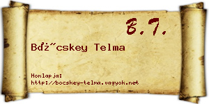 Böcskey Telma névjegykártya
